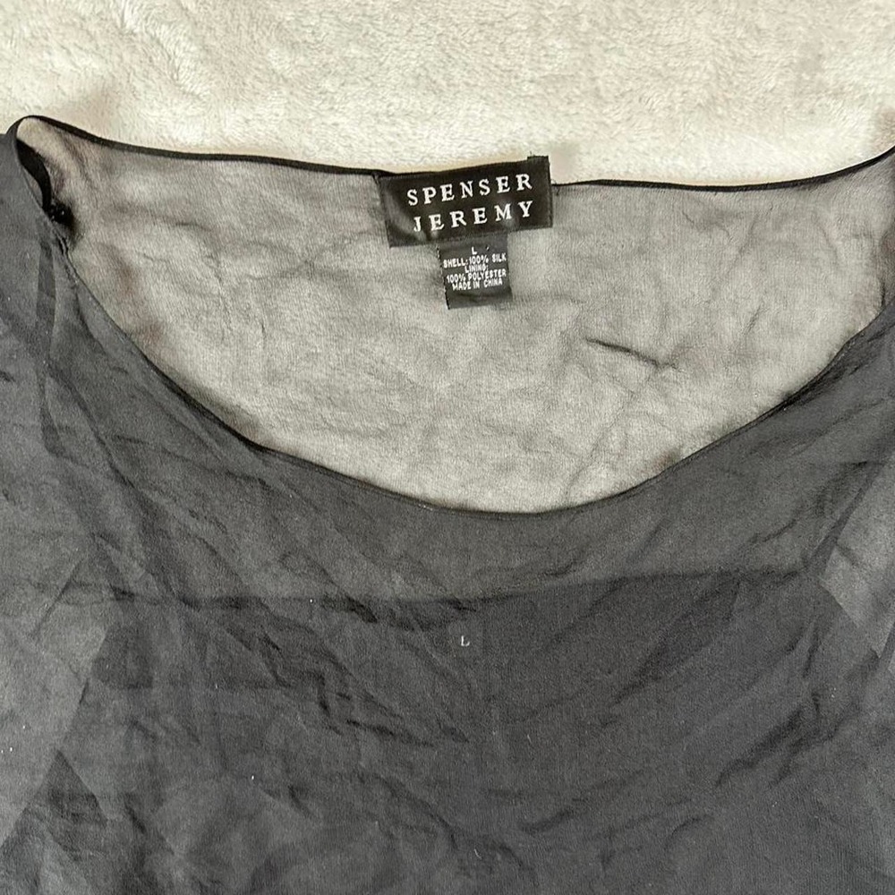 Spenser Jeremy 100% silk black poncho blouse with built in cami tank top y2k - Picture 3 of 4